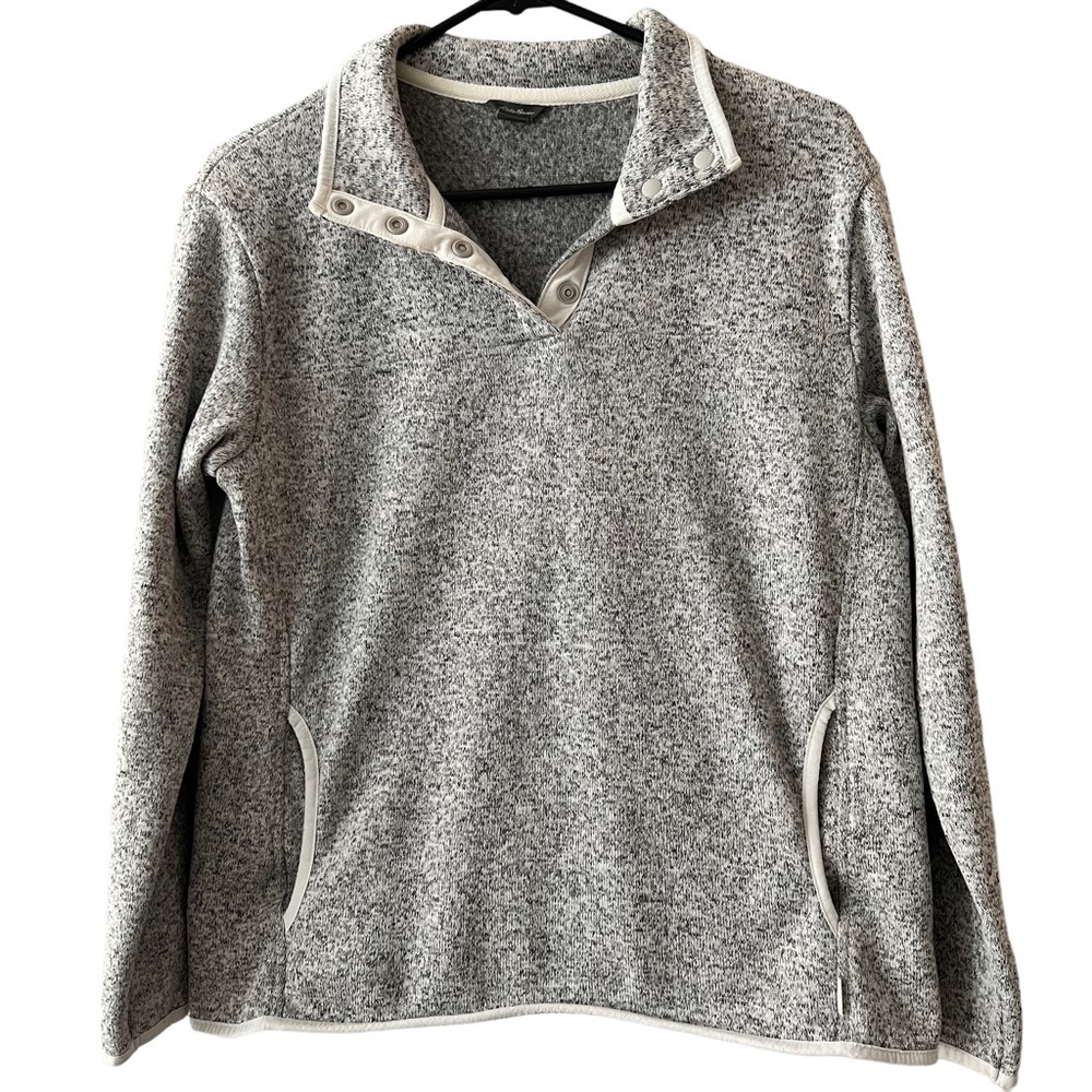 Eddie Bauer Signature Gray Radiator Fleece Snap Pullover size Large Womens